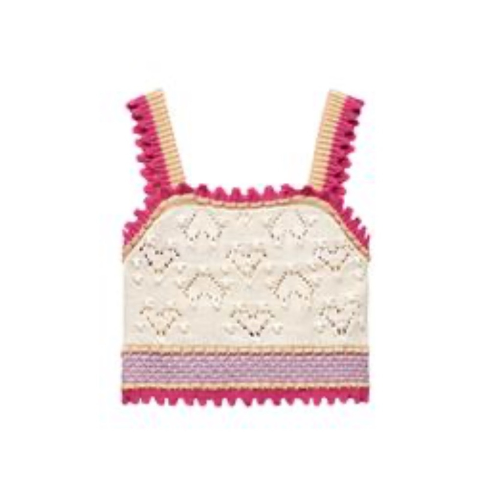 Zara Cream and Pink Knit Top with Heart Details